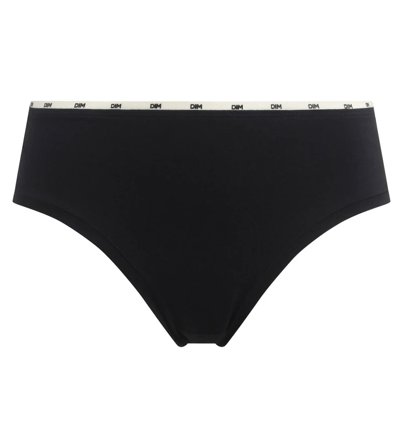 Schwarzer Slip aus Stretch-Baumwolle mit Zierbündchen - Icons Essentiel
