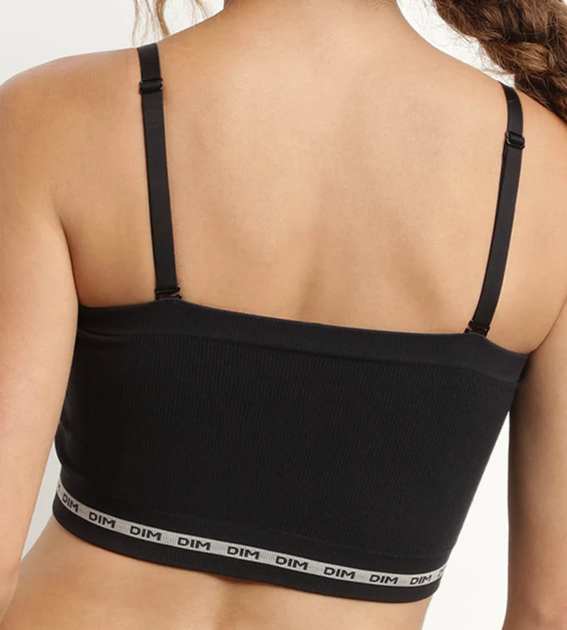 Schwarzer Bandeau-BH aus gerippter Mikrofaser - Icons Seamless