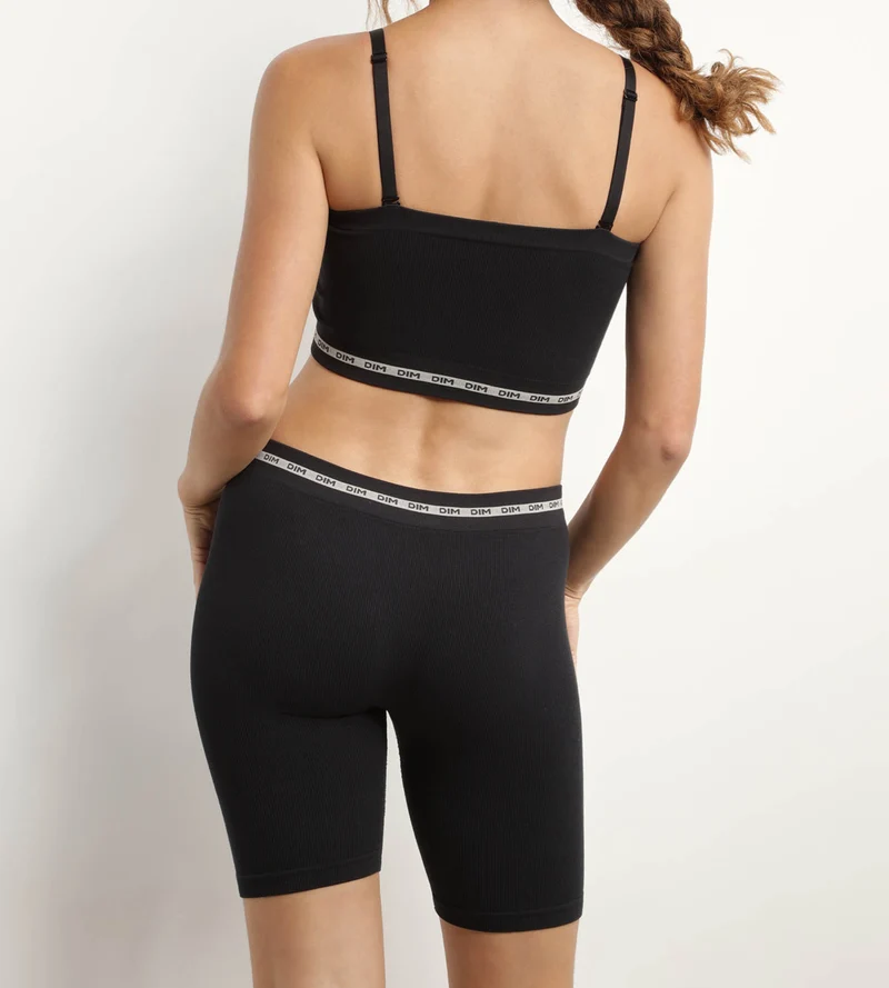 Schwarzer Bandeau-BH aus gerippter Mikrofaser - Icons Seamless