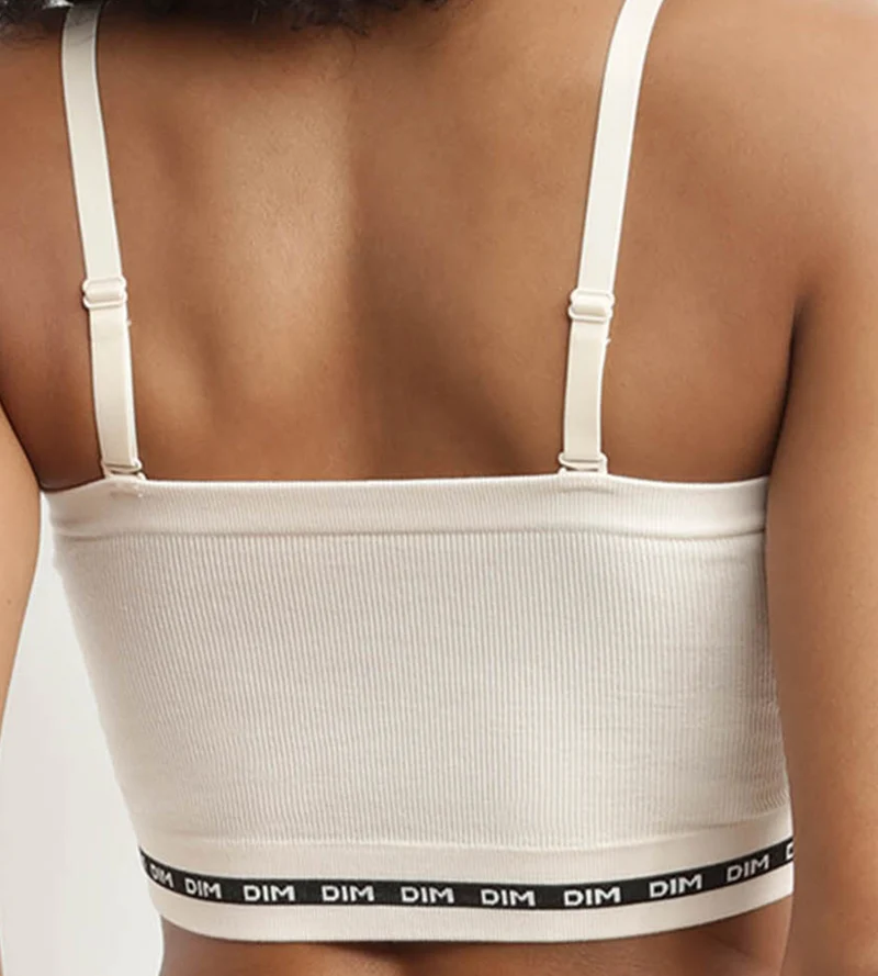 Hellbeiger Bandeau-BH aus gerippter Mikrofaser - Icons Seamless