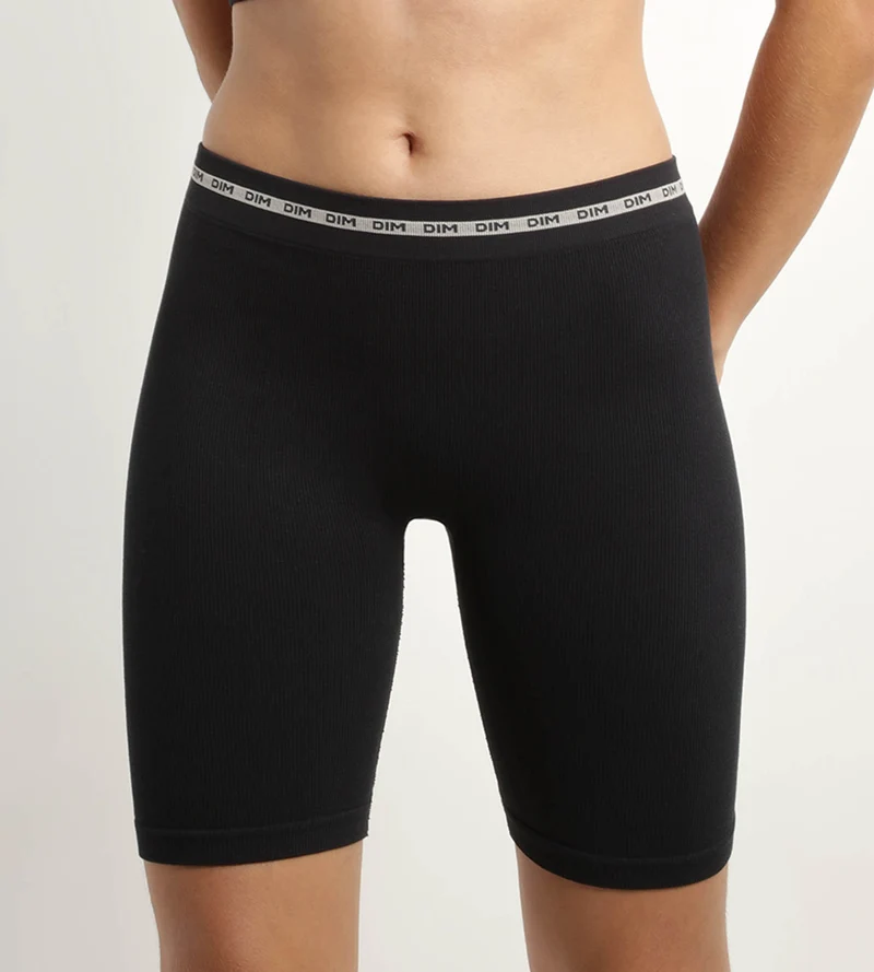 Schwarze Radlershorts aus gerippter Mikrofaser - Icons Seamless