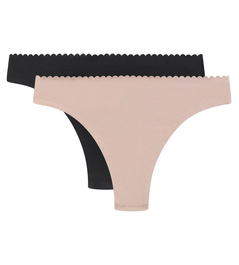 2er-Pack Tangas aus Mikrofaser schwarz/nude - Body Touch Easy