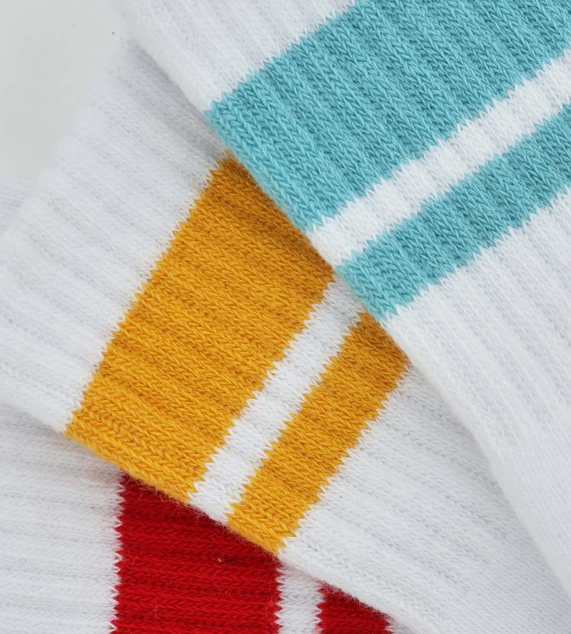 3er-Pack Kindersocken aus Baumwolle türkis/mohnrot/gelb - DIM Sport