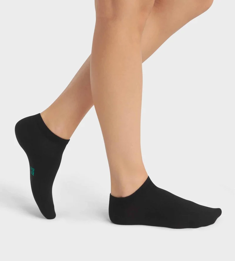 2er-Pack kurze schwarze Damensocken aus Bio-Baumwolle - DIM Good