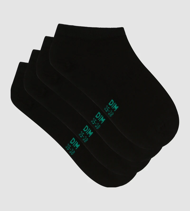 2er-Pack kurze schwarze Damensocken aus Bio-Baumwolle - DIM Good