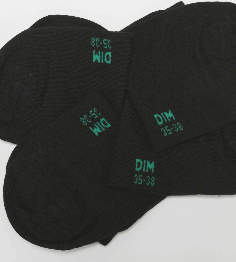 2er-Pack kurze schwarze Damensocken aus Bio-Baumwolle - DIM Good