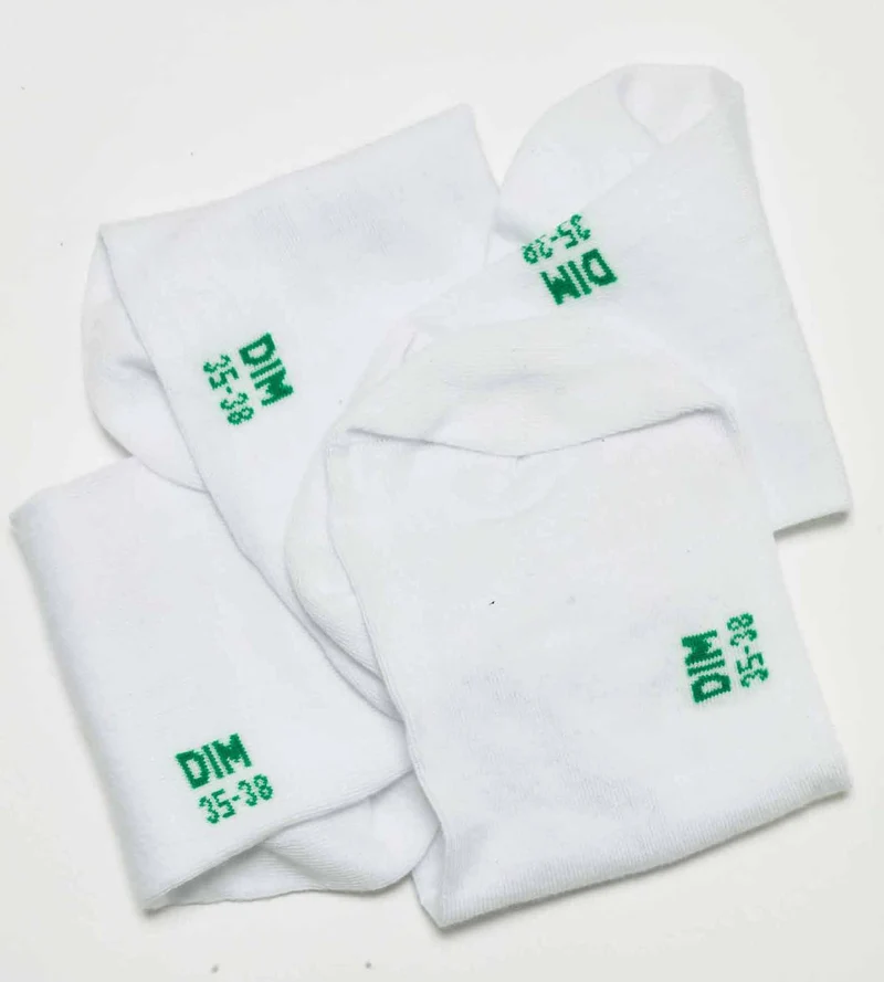 2er-Pack kurze weiße Damensocken aus Bio-Baumwolle - DIM Good