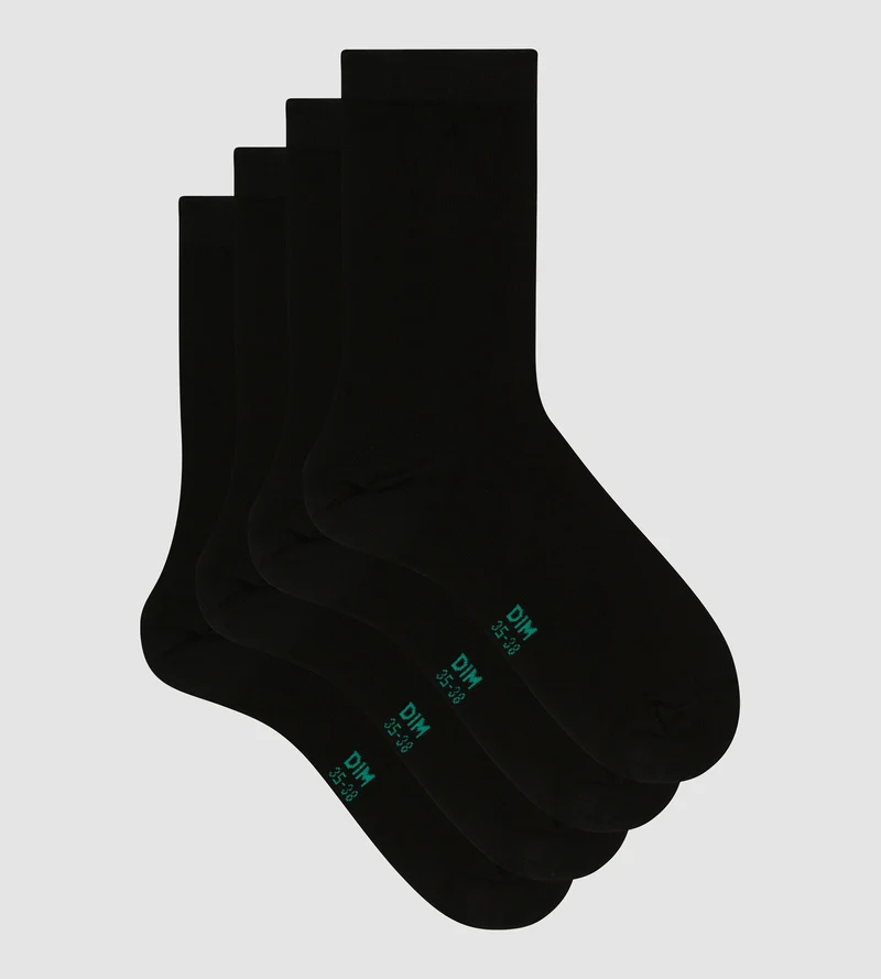 2er-Pack schwarze Damensocken aus Bio-Baumwolle - DIM Good
