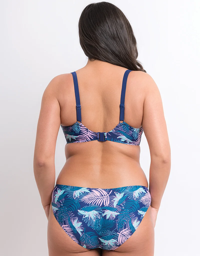 Flirtelle Palm Bay Padded Balcony Bikini Top Navy Print