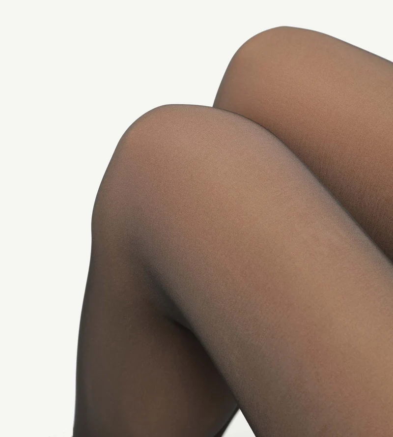 80D Fleece-Strumpfhose für Damen mit transparentem Effekt Black Dim Thermal