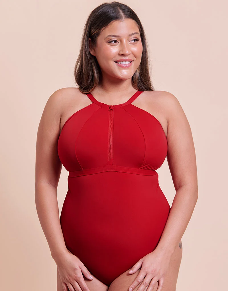 Curvy Kate Zip Tide Non-Wired Multiway Swimsuit Red