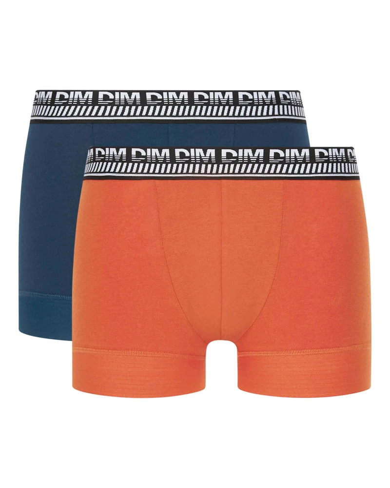 2er-Pack orange/blaue Boxershorts mit PowerGrip Beinabschluss - Stay & Fit