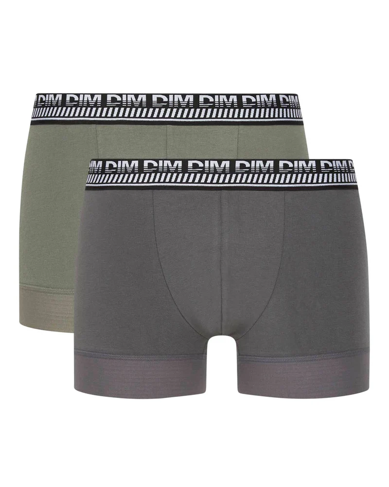 2er-Pack grau/grüne Boxershorts mit PowerGrip Beinabschluss - Stay & Fit
