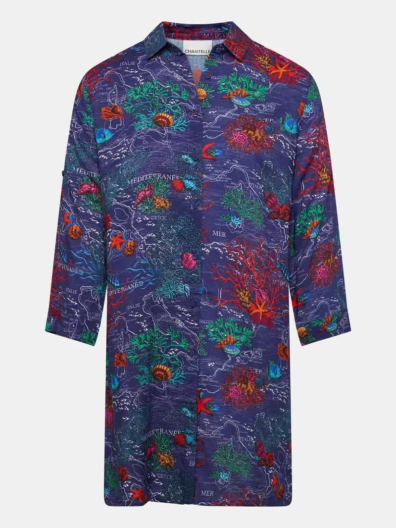 Chantelle – Leidenschaftliches Langarmshirt, dunkles Mittelmeer-Finish