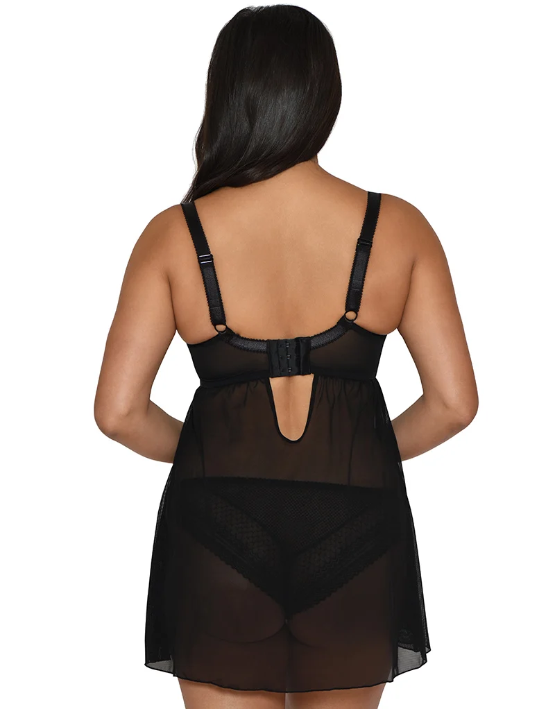Curvy Kate Starstruck Padded Balcony Babydoll Black/Silver