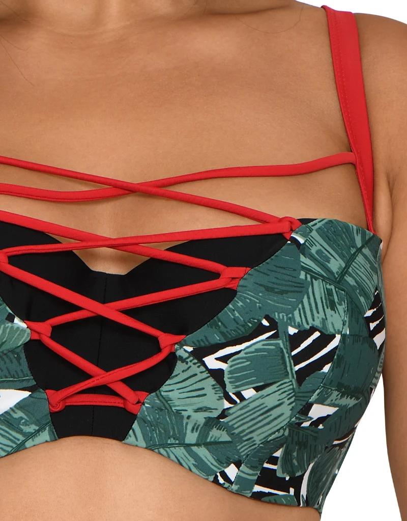 Curvy Kate Paradise Palm Padded Balcony Bikini Top Palm Print