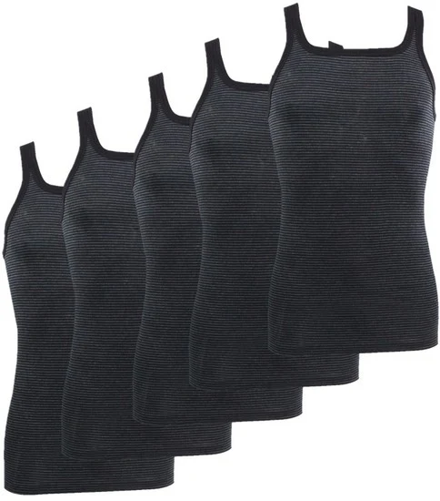 conta Herren Unterhemd schwarz geringelt 5-er Pack