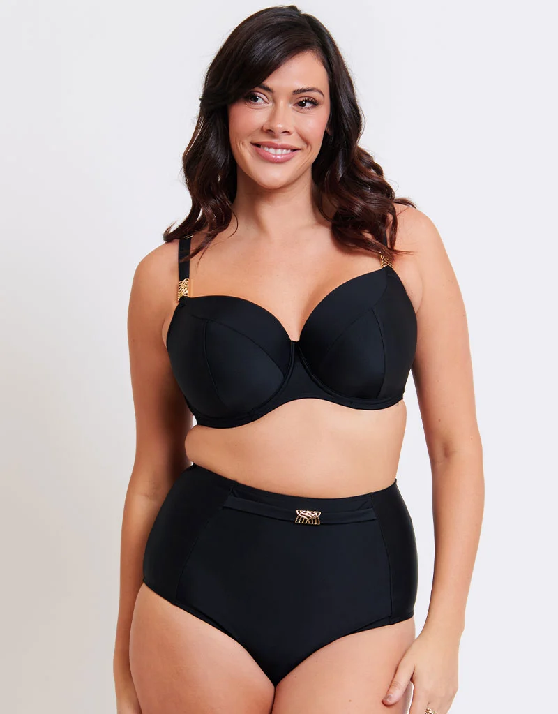 Flirtelle Salento Coast Padded Balcony Bikini Top Black