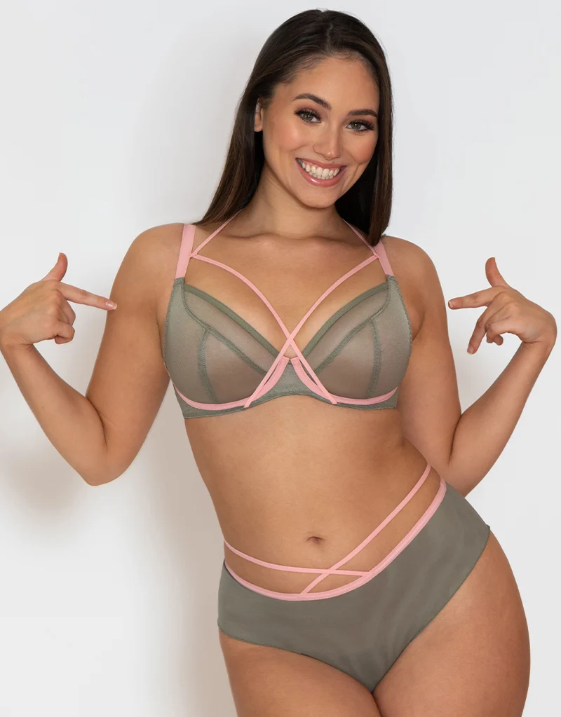 Curvy Kate Lifestyle X Plunge Bra Khaki/Pink