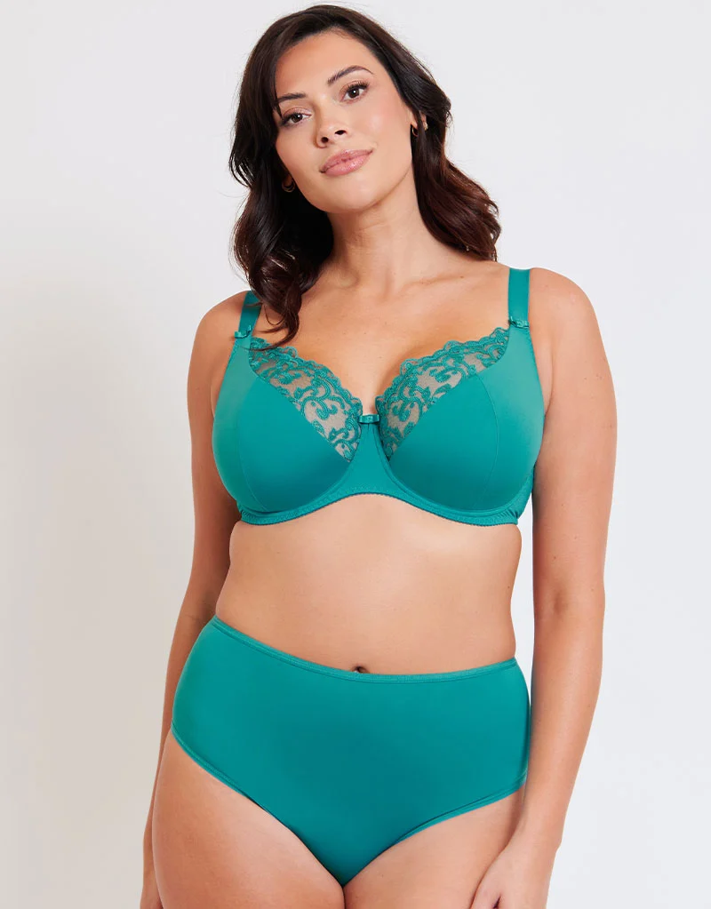 Flirtelle Swirl Balcony Bra Teal Blue