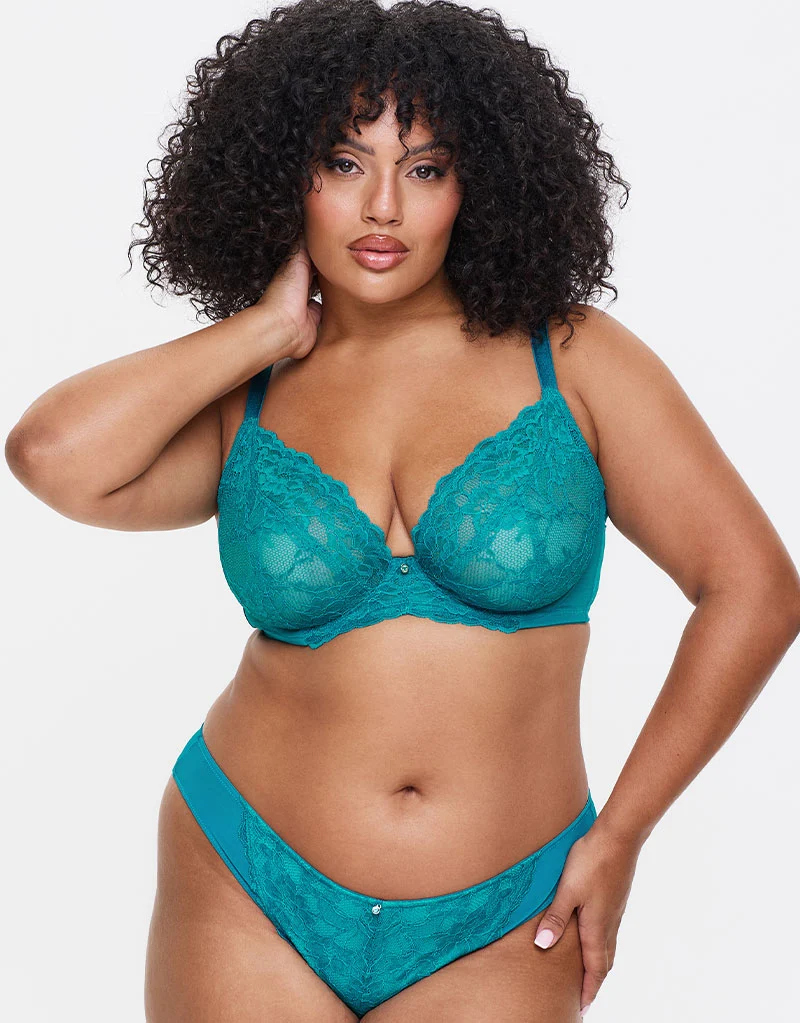 Ann Summers Sexy Lace Plunge Bra Blue/Green