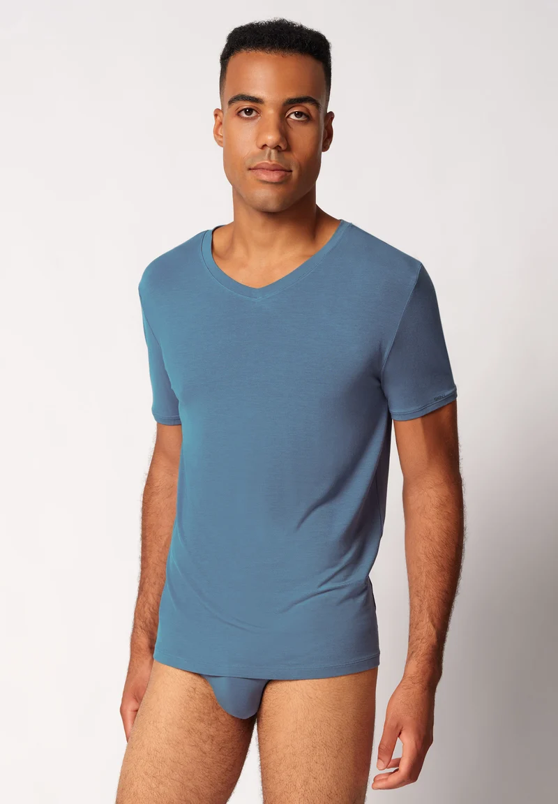 Calmodal V-neck shirt short sleeve | oceanview 081428-08S737