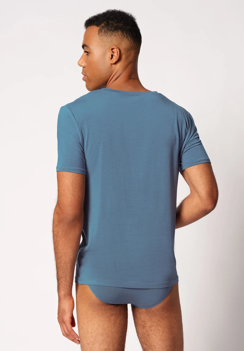 Calmodal V-neck shirt short sleeve | oceanview 081428-08S737