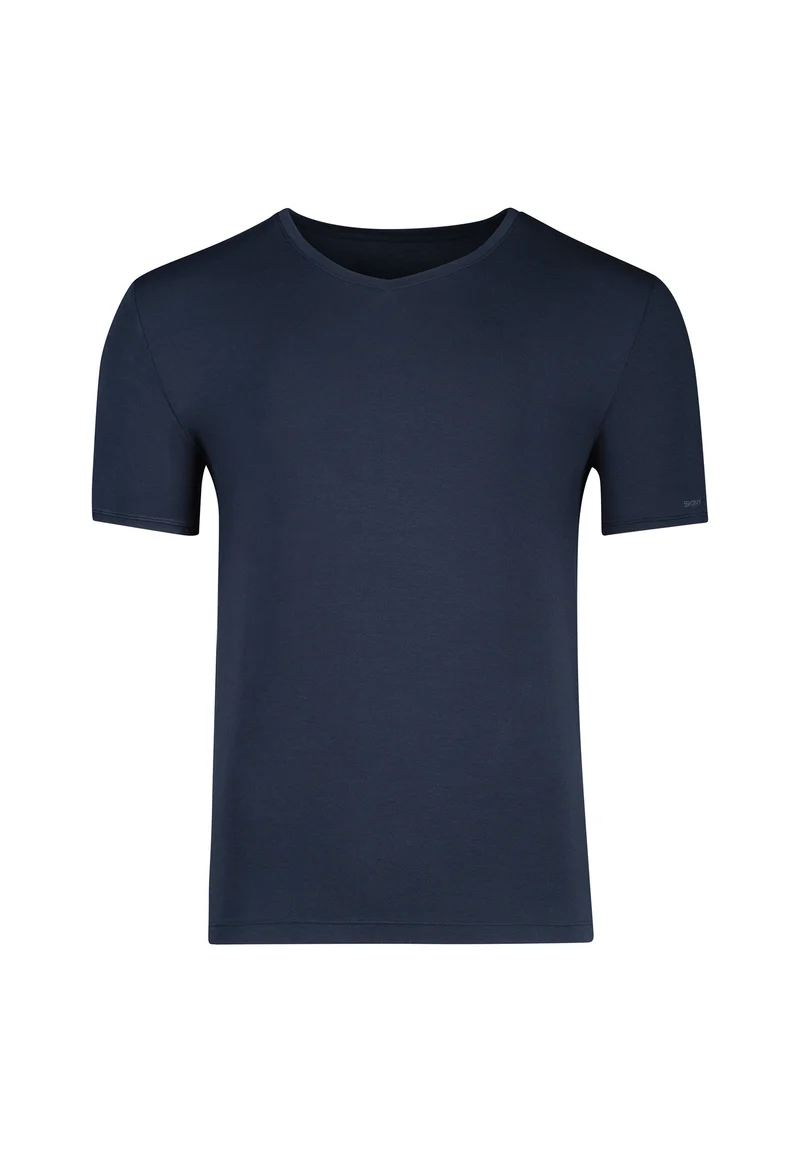 Calmodal V-neck shirt short sleeve | crown blue 081428-080393