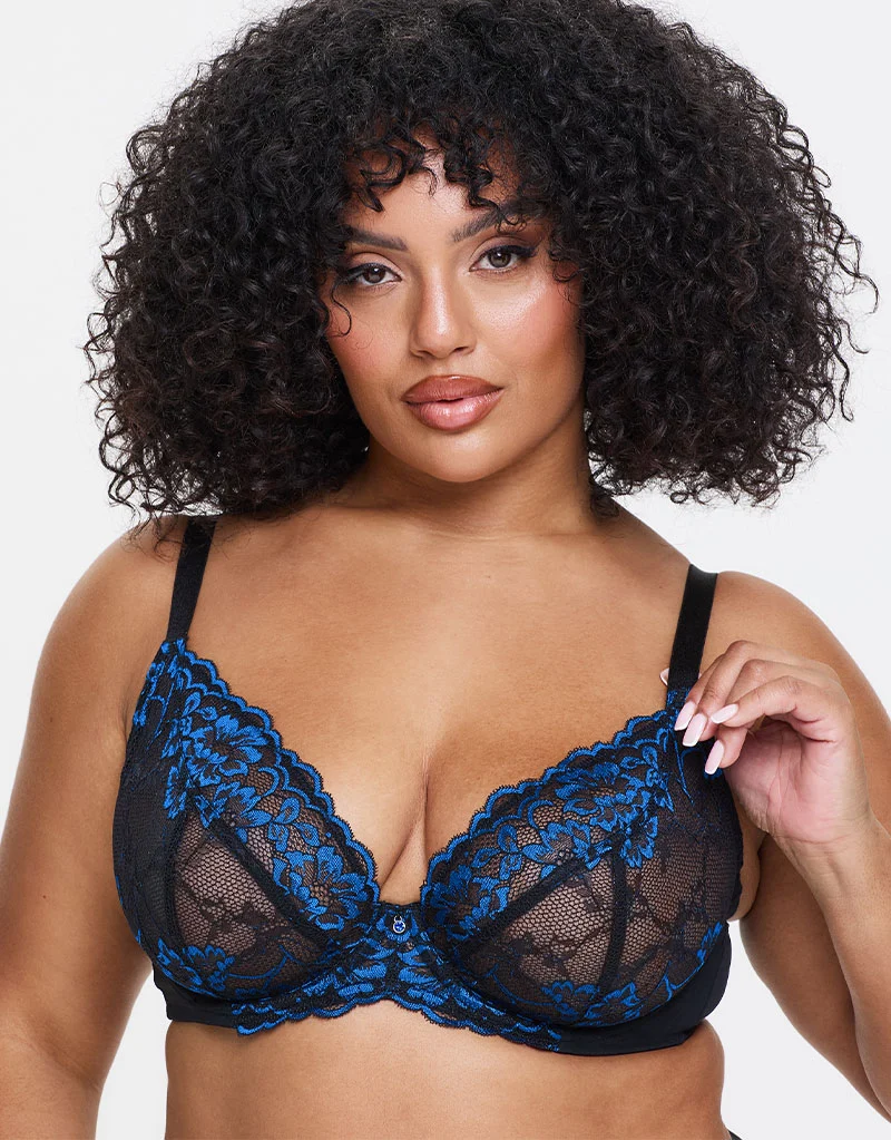 Ann Summers Sexy Lace Plunge Bra Black/Blue