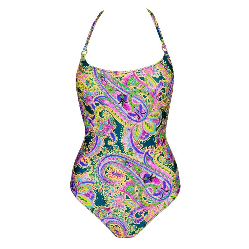 JOLISE Tropical Paisley Unterlegter Badeanzug Bügellos