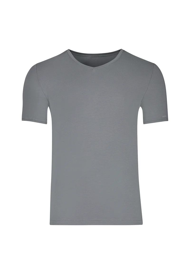 Calmodal V-neck shirt short sleeve | grey 081428-08S590