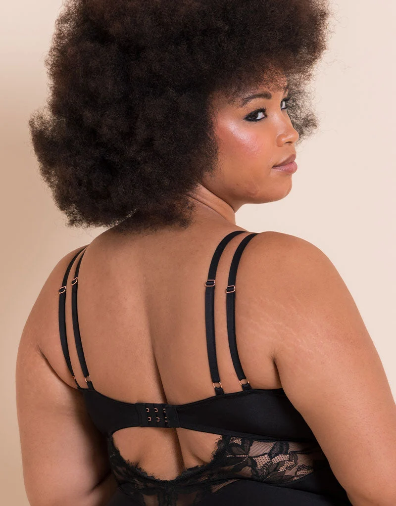 Scantilly Embrace Stretch Lace Teddy Black