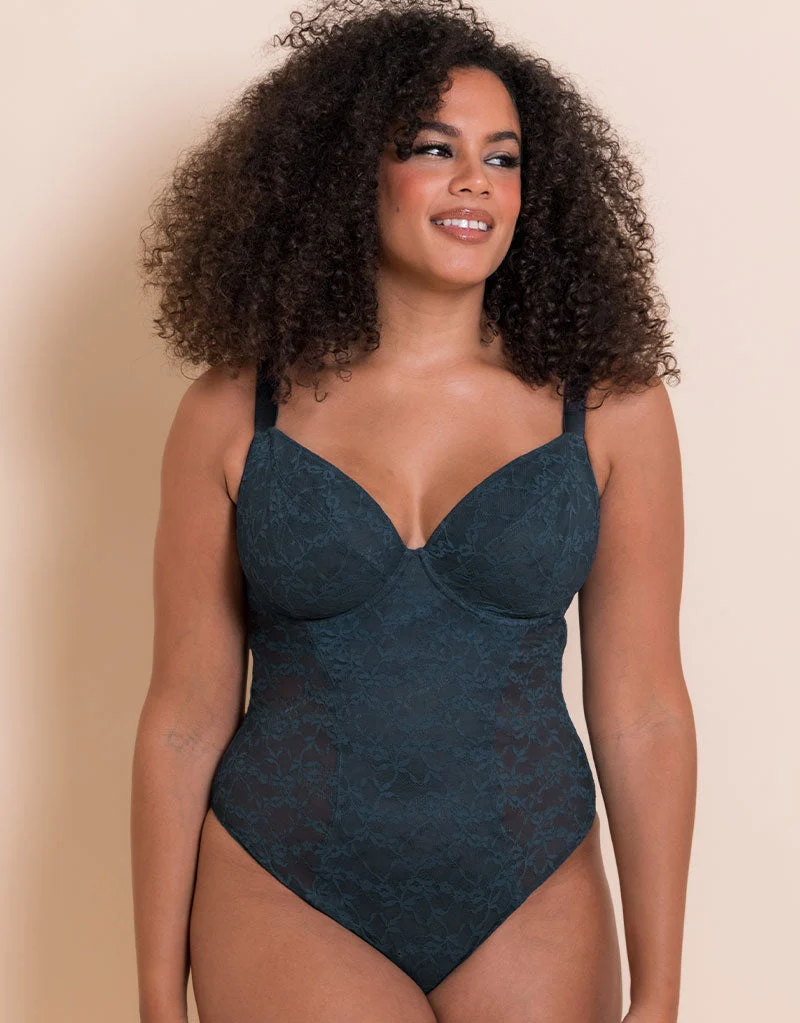 Curvy Kate All Night Lace Plunge Body Denim Blue