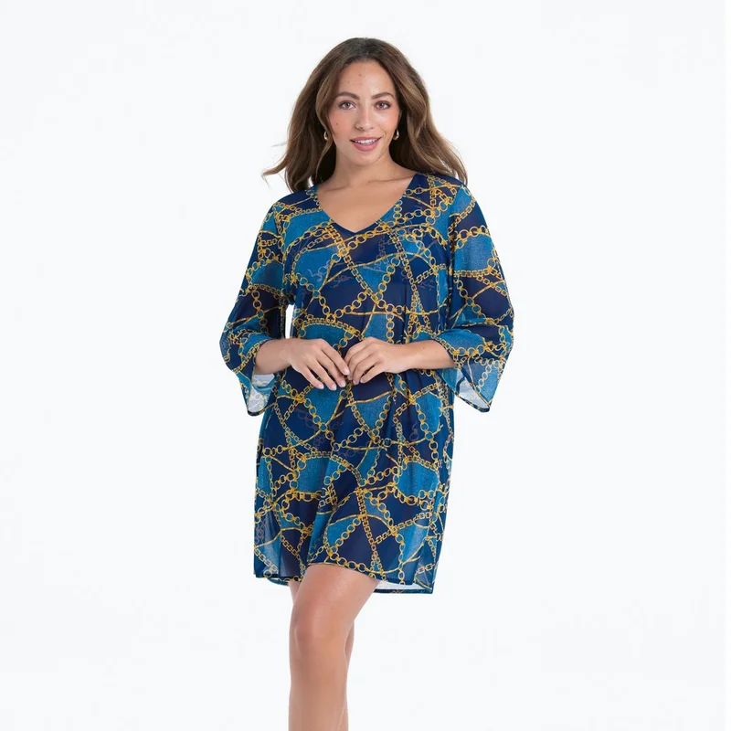 Rosa Faia Swimwear - Hawaii-Kleid aus blauem Denim