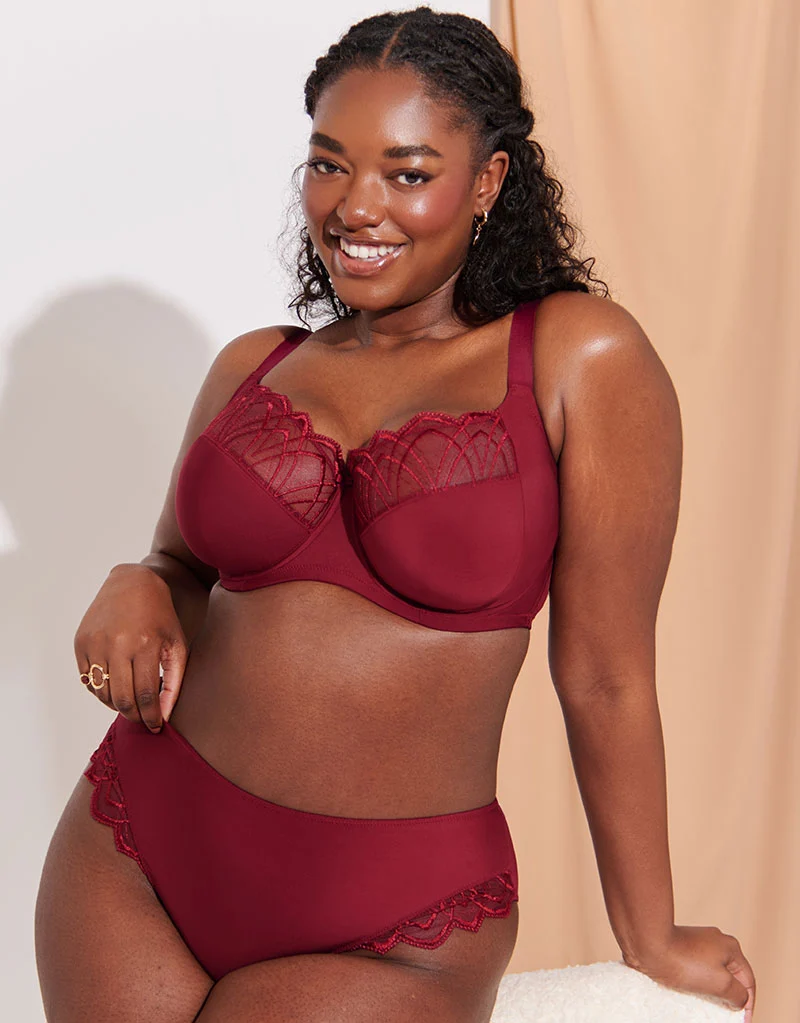 Flirtelle Emilie Deco Full Cup Side Support Bra Oxblood