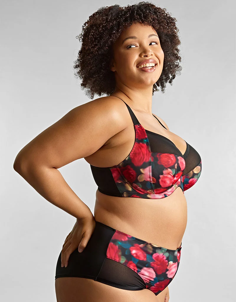 Sculptresse By Panache Bliss Deep Brief Rose Print