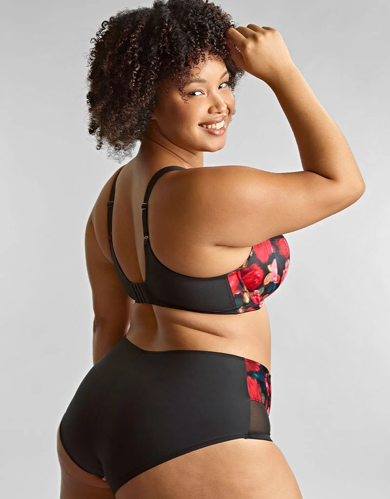 Sculptresse By Panache Bliss Deep Brief Rose Print