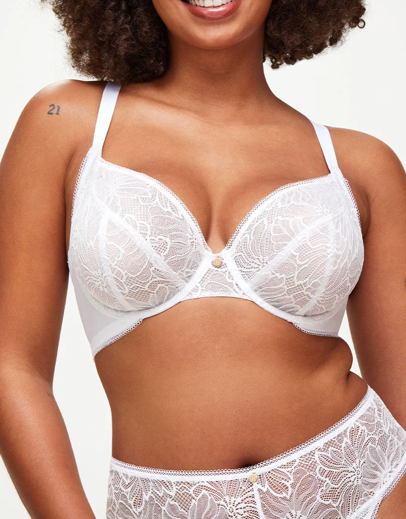 KBX Alice Non Padded Plunge Bra White