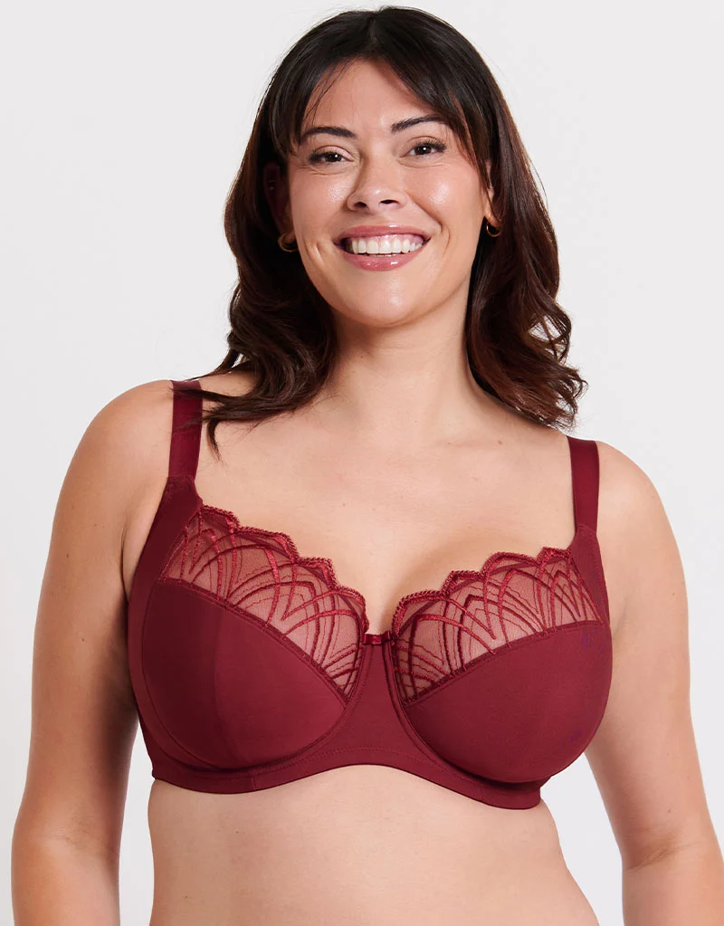 Flirtelle Emilie Deco Full Cup Side Support Bra Oxblood