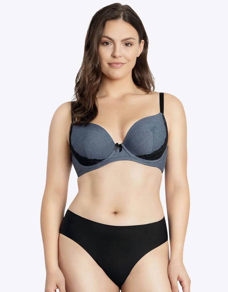 Parfait Casey Plunge T Shirt Bra Dark Denim Blue