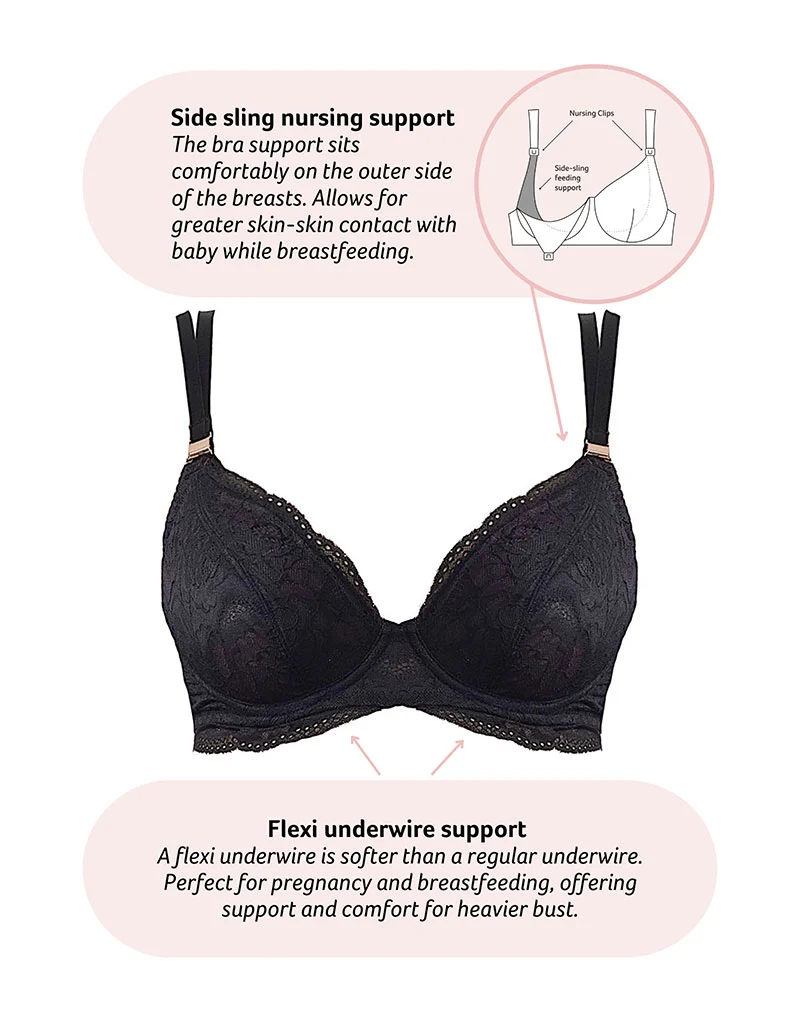 Hot Milk Heroine Plunge Nursing Bra Black