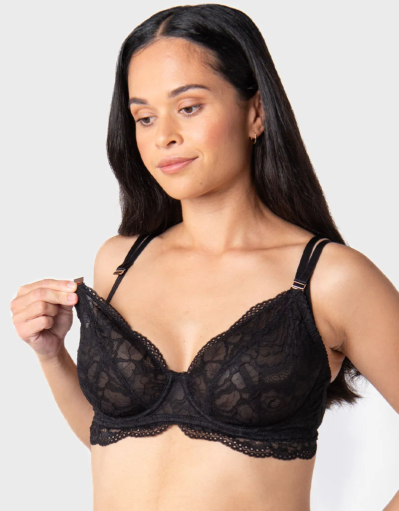 Hot Milk Heroine Plunge Nursing Bra Black