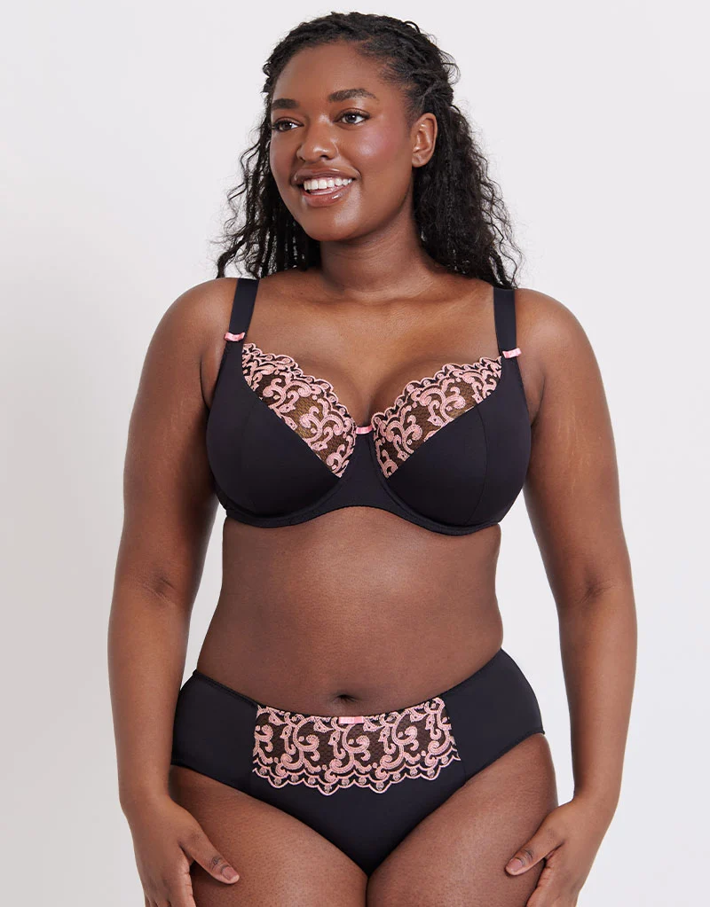 Flirtelle Swirl Balcony Bra Black/Blush