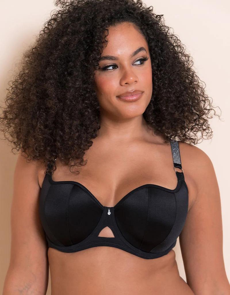 Curvy Kate Boost Diamante Padded Balcony Bra Black
