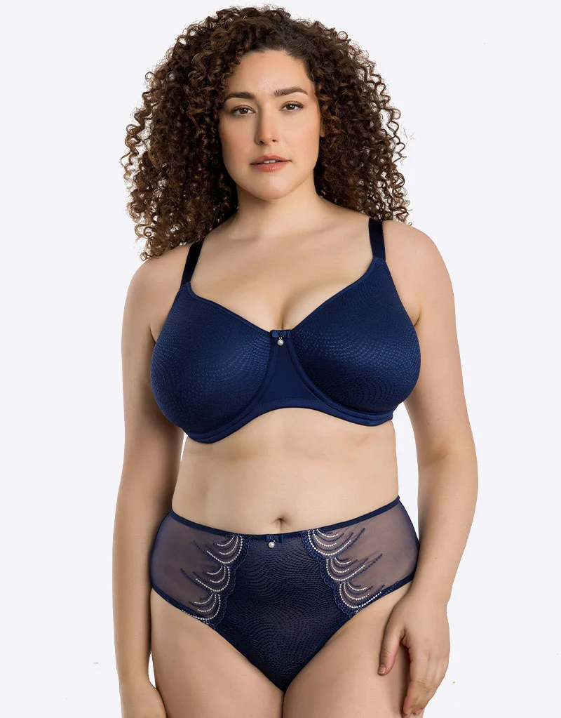 Parfait Pearl Unlined Seamless Minimizer Bra Navy Blue