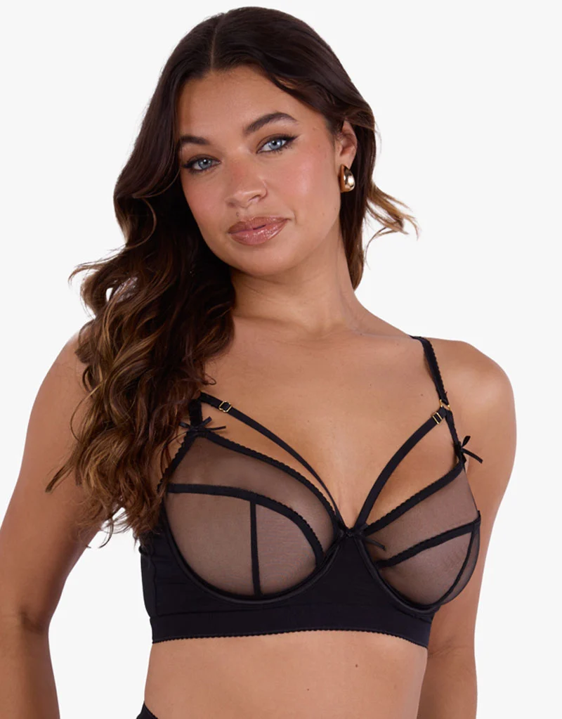 Playful Promises Josie Longline Balcony Bra Black