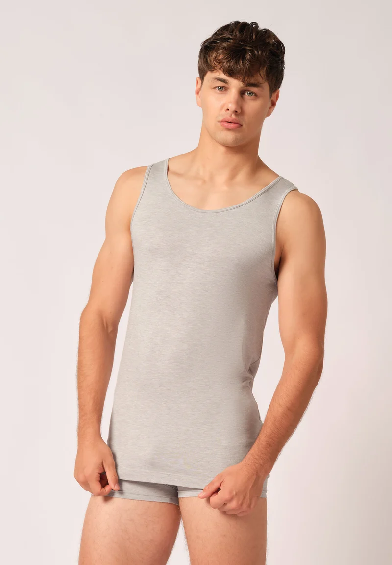 Bamboo Deluxe Tank Top | stone grey melange 080805-085593