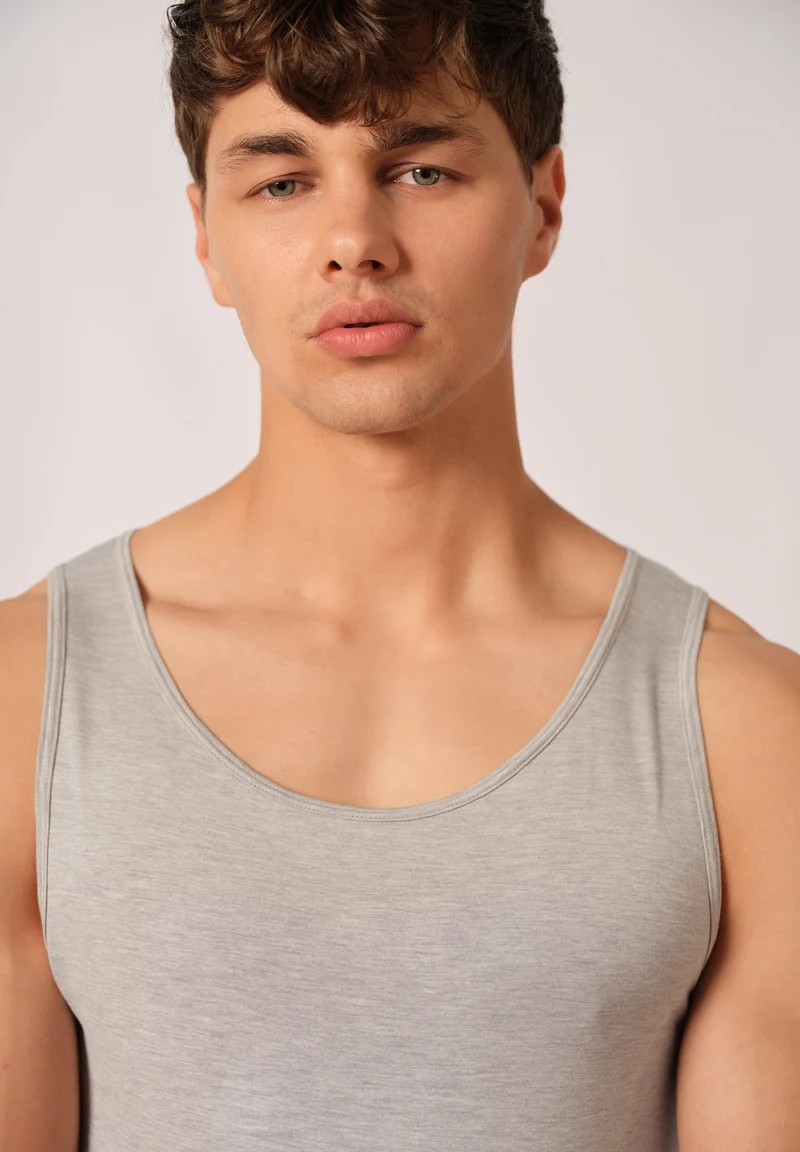 Bamboo Deluxe Tank Top | stone grey melange 080805-085593