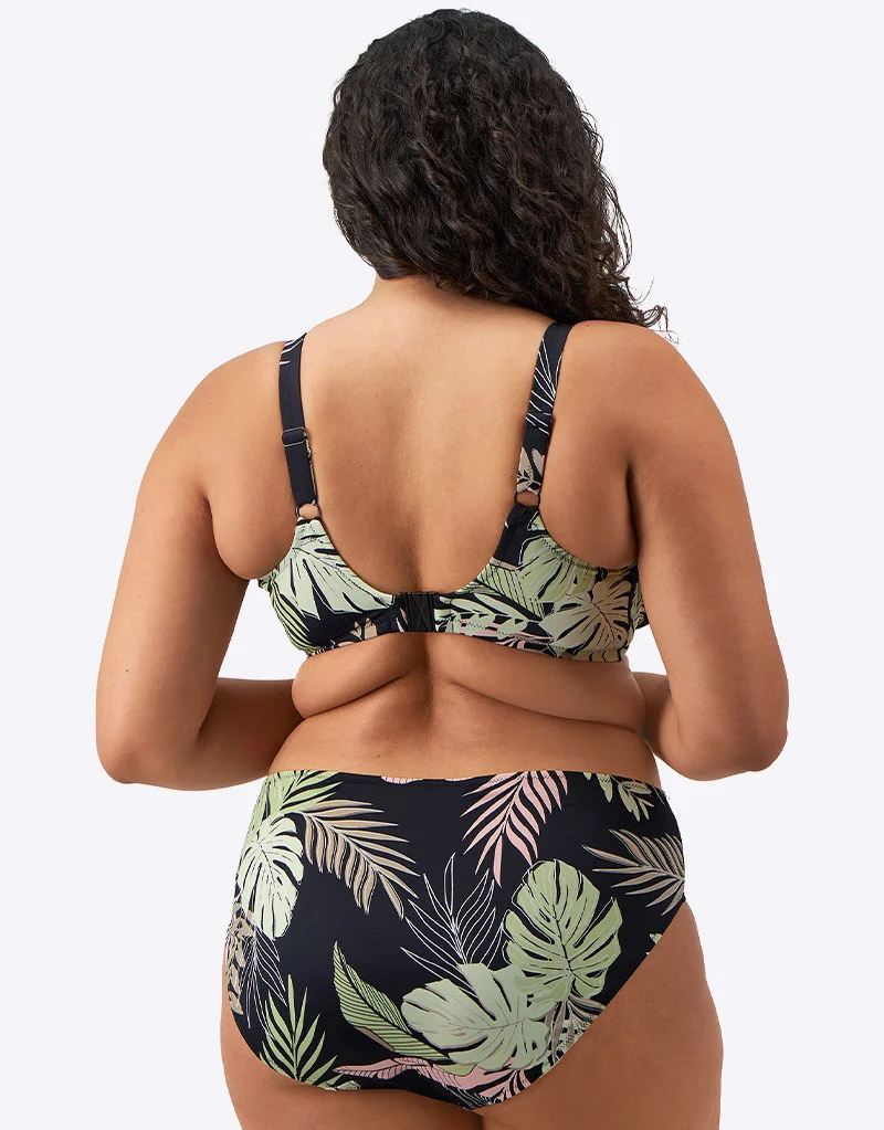 Elomi Tropical Retreat Plunge Bikini Top Black Print
