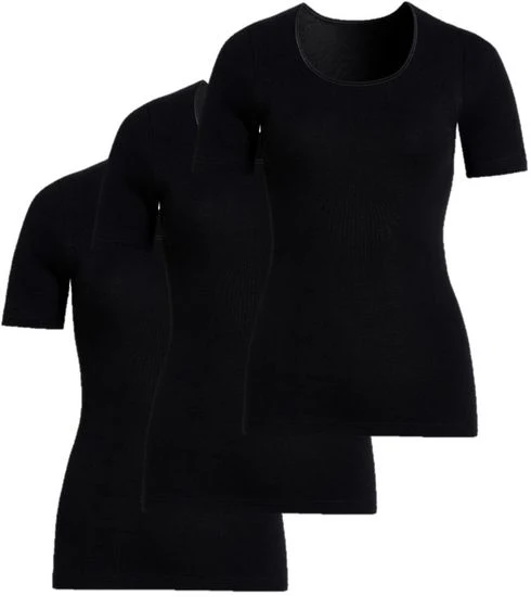 conta Damen Shirt 1/4 Arm Schwarz 3-er Pack